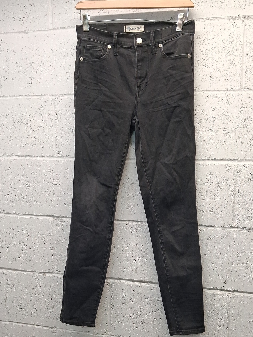 Womens Madewell Black Denim High Rise Skinny Jeans Sz. 27